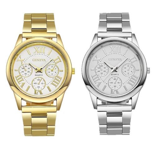 Women Girls Wholesale 2 Pack Watch Set Roman Numerals Dial with - Product Imagery