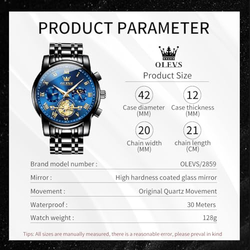 OLEVS Luxury Waterproof Big Face Stainless Steel Multifunction - Product Imagery