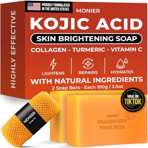 MONIER Kojic Acid Soap - Dark Spot Remover Soap Bars - with - Product Imagery
