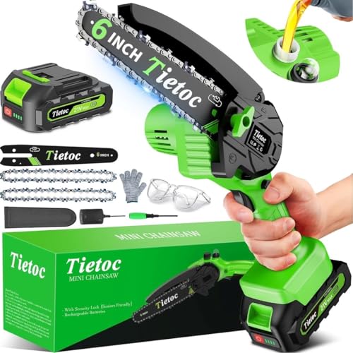 Tietoc Chainsaw 6 Inch Mini Electric Chainsaw Cordless Battery - Product Imagery