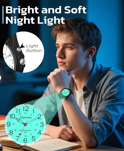 SOCICO Analog Watch for Women Nurses 50M Waterproof Night Light - Product Imagery