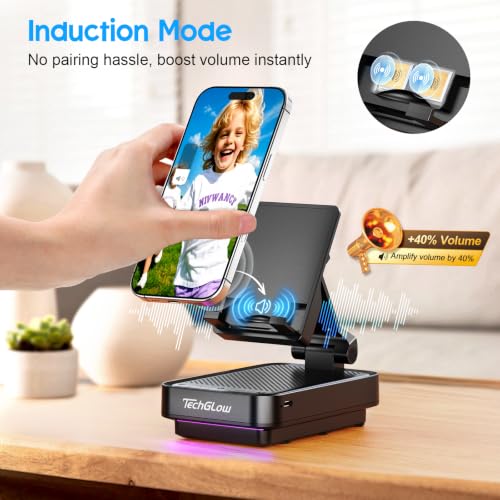 Gifts for Men Women-TechGlow Wireless Induction Speaker with - Product Imagery
