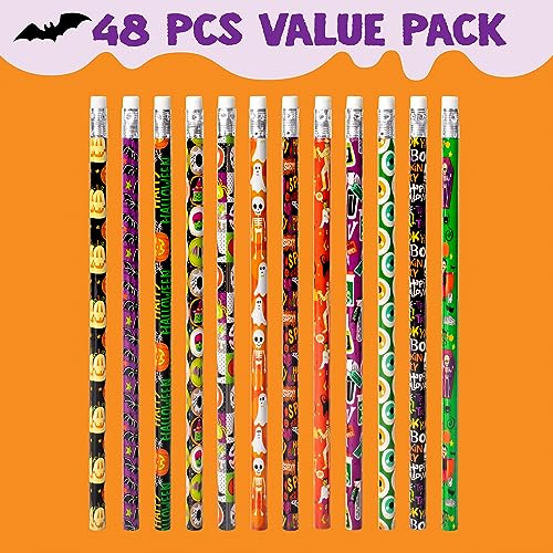 JOYIN 48PCS Halloween Pencils Bulk with Eraser, Colorful Fall - Product Imagery