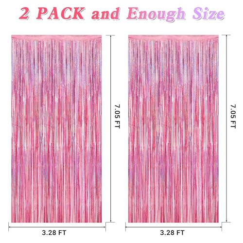 2 Pack Glitter Pink Backdrop, 3.28 FT x 7.05 FT Birthday Party - Product Imagery