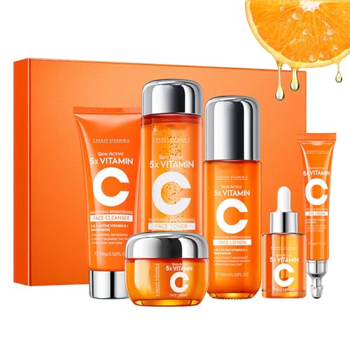 Vitamin C Skincare Set, 6-In-1 Skincare Gift Set With Cleanser, - Product Imagery