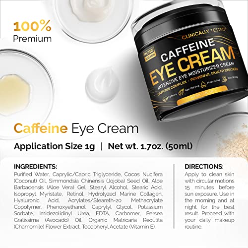 PURE RESEARCH Caffeine Eye Cream For Anti Aging, Dark Circles, - Product Imagery