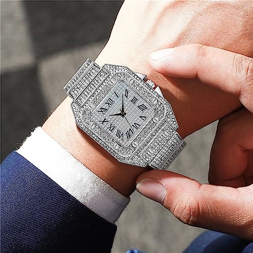 Diamond Iced Out Watch CZ Gold Plated 40mm Width Roman Numerals - Product Imagery