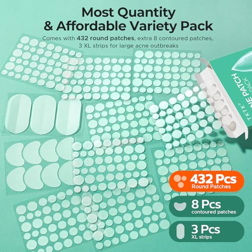 TKTK 443 Count Pimple Patches for Face, Hydrocolloid Acne Cover - Product Imagery