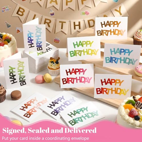 Gueevin 200 Pcs Happy Birthday Cards Bulk with Envelopes & - Product Imagery