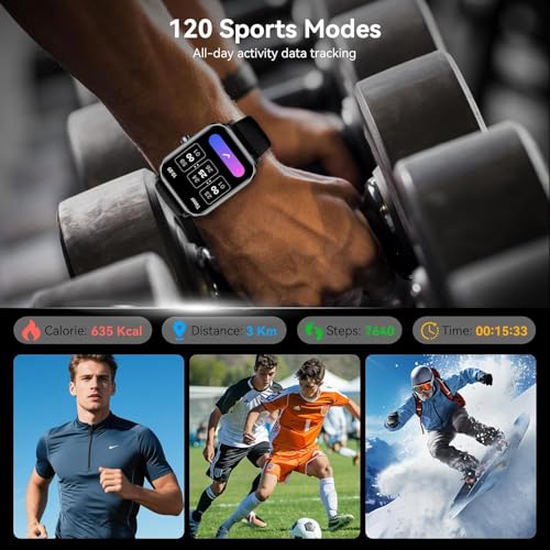 Smart Watch for Men Women, 1.83" HD Touchscreen Fitness Tracker, - Product Imagery