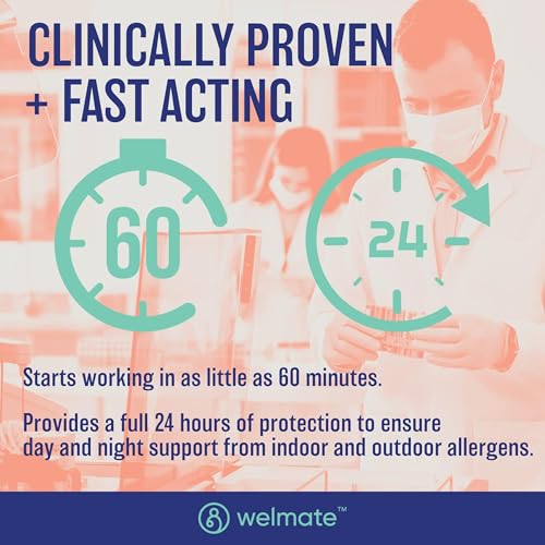 WELMATE Levocetirizine 5mg Fast Acting 24 Hour Allergy Medicine, - Product Imagery