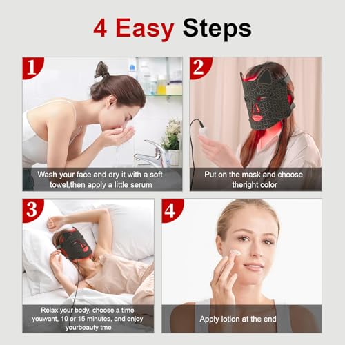 Red Light Therapy Mask for Face with 2600mAh Rechargeable Remote - Product Imagery