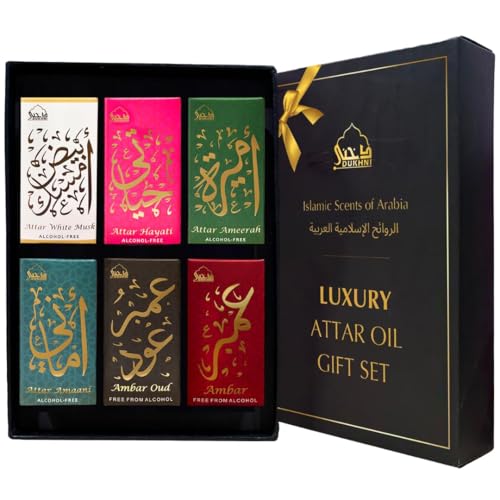 Dukhni Luxury Attar Set 6 x 6ml Roll on Perfume Oil | Muslim - Product Imagery