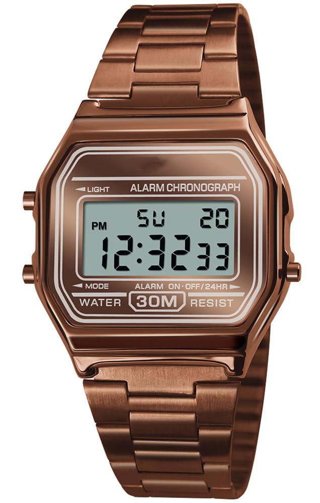 PASOY Men's Digital Gold Stainless Steel Watch - View 8