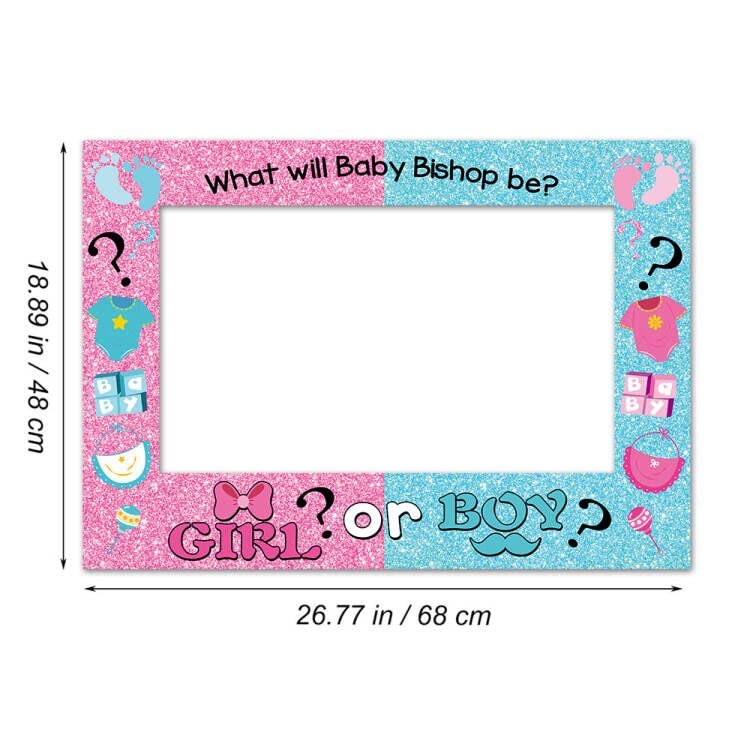 SWYOUN Baby Gender Reveal Photo Booth Frame Party Supplies Boy - Product Imagery