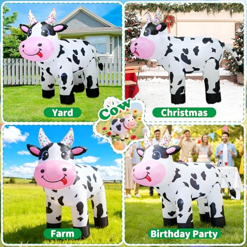 4FT Christmas Spring Farm Ranch Inflatable Cute Farm Cow Blow up - Product Imagery