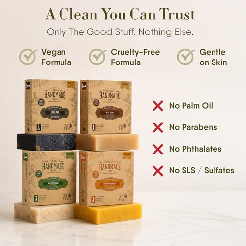 360Feel Mens Bar Soap - Made in the USA - Castile Handmade All - Product Imagery