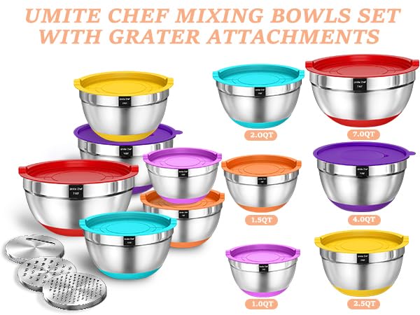 Umite Chef Thickened Heavy-Duty 26pcs Stainless Steel Bowl, - Product Imagery