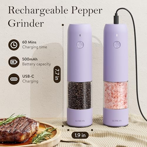 Ultrean Pepper Grinder, Rechargeable Salt and Pepper Grinder - Product Imagery
