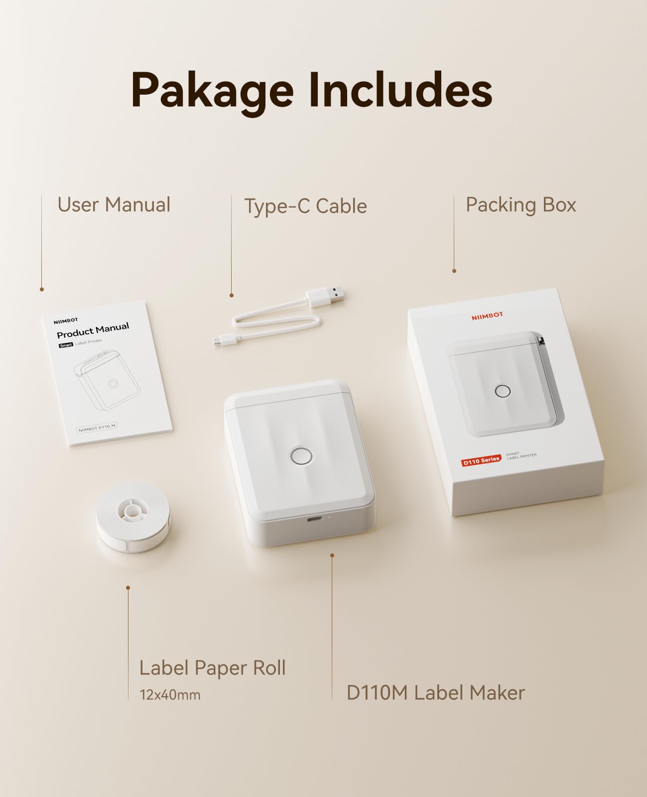 NIIMBOT D110 Upgrade Mini Label Maker, Bluetooth Thermal Printer by NIIMBOT - Angle View 9