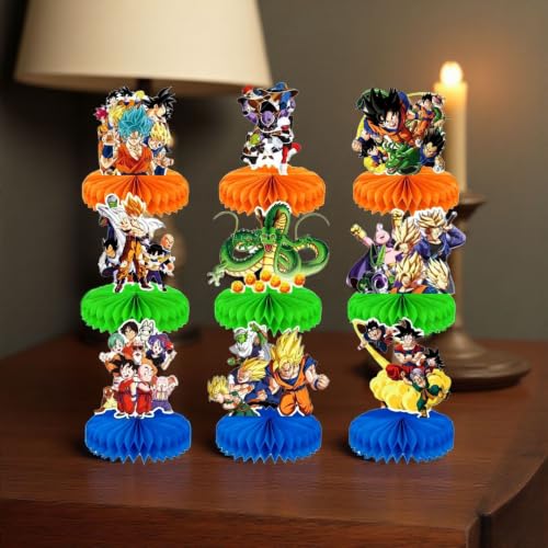 Dragon Birthday Party Supplies , 9Pcs Honeycomb Centerpieces for - Product Imagery