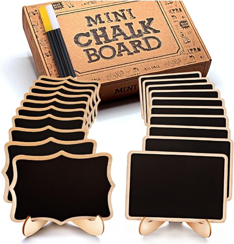 Mini Chalkboard Signs, 20 Pack Framed Small Chalk Board Food - Product Imagery