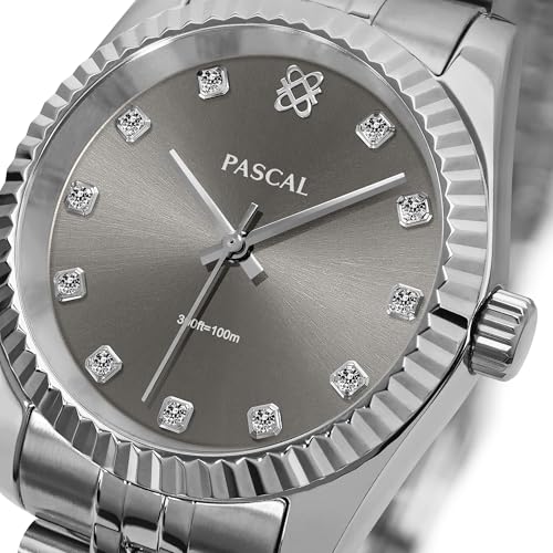 PASCAL Timeless Classic Diamond Watch for Women Men, Swiss Quartz - Product Imagery