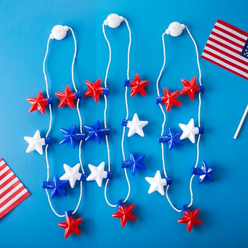 JOYIN 3 PCS 4th of July LED Necklaces, Patriotic Light up - Product Imagery