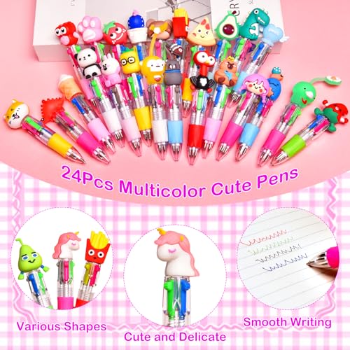 24Pcs Mini Multicolor Pens in One 4-in-1, Cute Pens Bulk for - Product Imagery