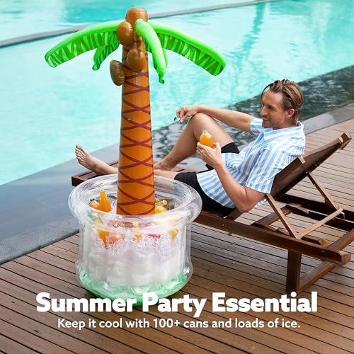 JOYIN 60" Inflatable Palm Tree Cooler, Beach Theme Decor, Pool - Product Imagery
