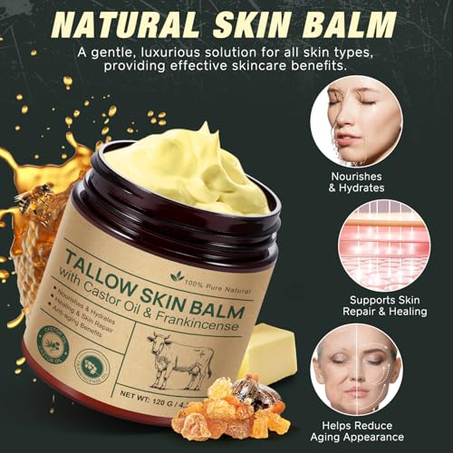 Beef Tallow for Skin & Face Cream with Castor Oil and - Product Imagery