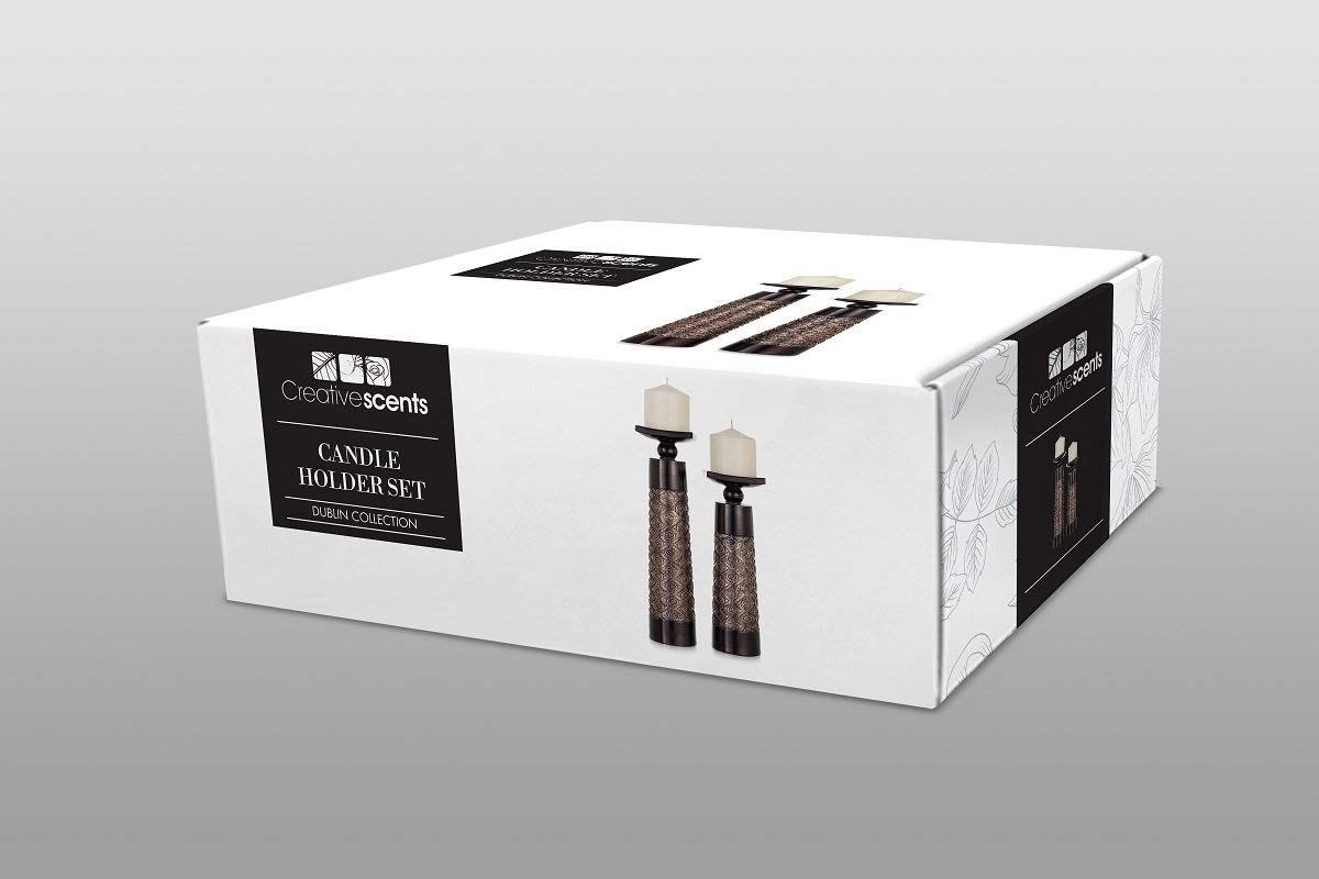 Creative Scents Dublin Brown Pillar Candle Holder Set of 2 - Creative Scents Official Imagery - 8