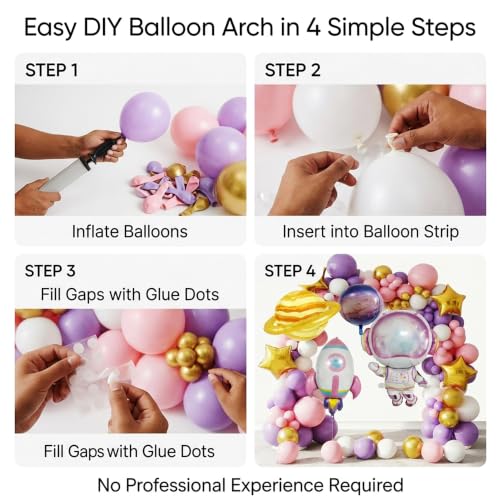 108PCS Pink Space Balloon Arch Kit for Girls – Dreamy Astronaut - Product Imagery