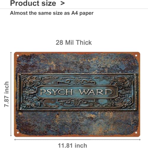 Vintage Psych Ward Sign, 8x12 Inch Aluminum Metal Sign, Retro - Product Imagery