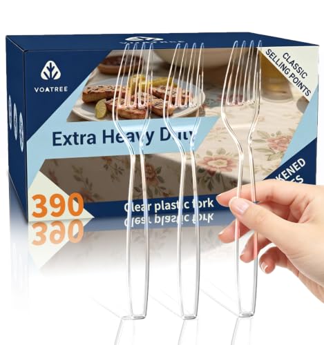 390 Count Heavy Duty Disposable Clear Plastic Forks 7 Inch - Product Imagery