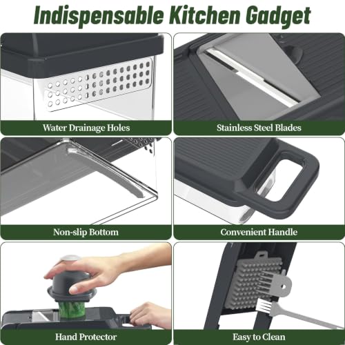 12-in-1 Vegetable Chopper 7 Blades, Veggie Cutter with Handle, - Product Imagery