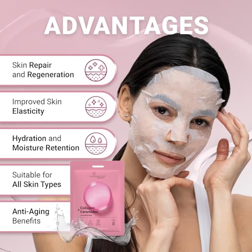 VIABEAUTY 8 Pack of Collagen Face Mask with Ceramides - - Product Imagery