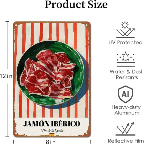 Vintage Spanish Jamón Ibérico Food Print - 8x12 Inch Aluminum - Product Imagery