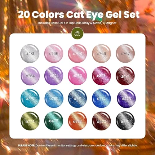 Beetles Cat Eye Gel Nail Polish Set, 20 Colors Fall Cat Eye - Product Imagery