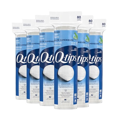 Q-Tips Premium Cotton Rounds for Face, 100% Cotton, Soft Lint - Product Imagery