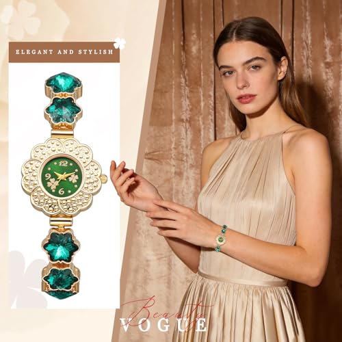 JewelryWe Women's Crystal Flower Watch: Analog Quartz Rhinestone - Product Imagery