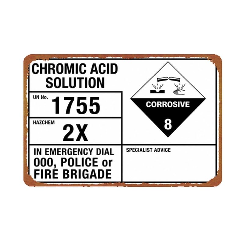 Interesting Metal Sign Chromic Acid Corrosive Warning Wall Decor - Product Imagery