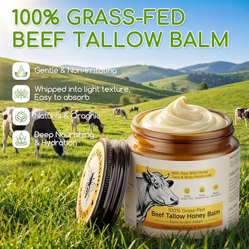 Beef Tallow for Skin & Face, Whipped Tallow and Honey Balm - Product Imagery