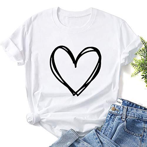 Tshirt for Women Short Sleeve Funny Print Summer Tees Tops Crew - Product Imagery