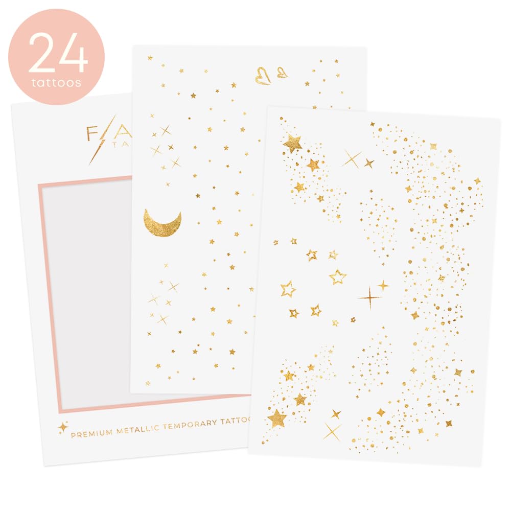 Flash Tattoos PIXIE DUST Gold Glitter Freckles Face Tats – 24 Premium - View 3