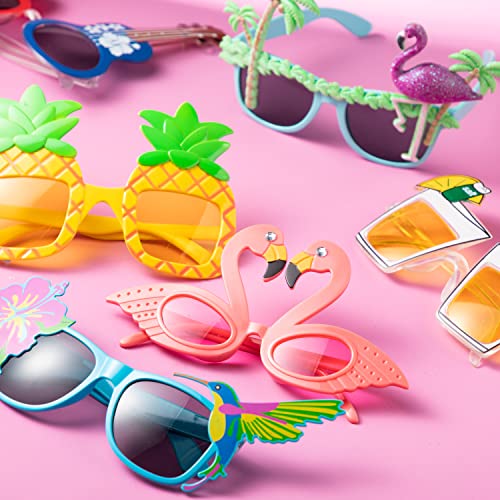 JOYIN 12 Pieces Luau Party Glasses and 12 Pieces Hawaiian Leis, - Product Imagery