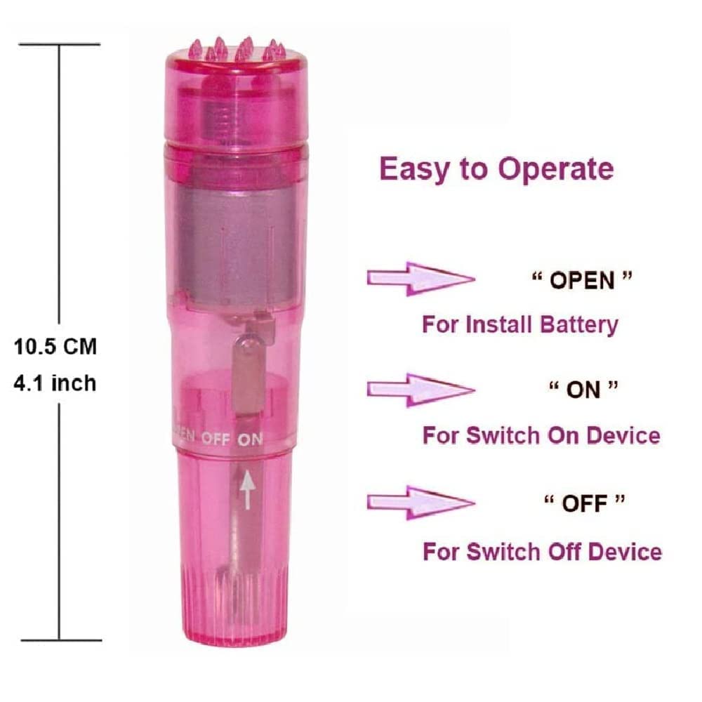 Small Mini Vibrating Massager Handheld Portable Tool for Women with 4 Heads Pocket Pen for Face Neck Head Back and Shoulder Pink Purple and Blue - Finever Official Product View 2