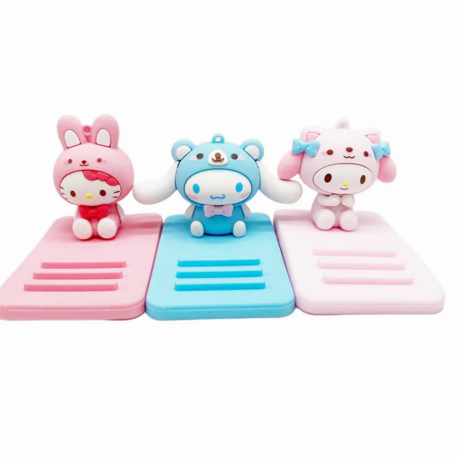 Sicpfuj portable phone stand holding a smartphone on a desk, designed for girls, compatible with all mobile phones, compact and stylish.