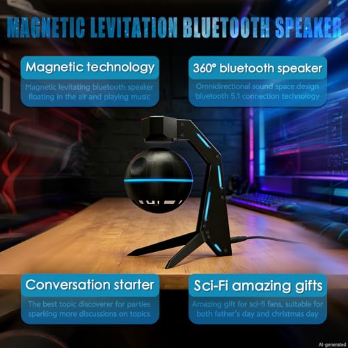 Magnetic Levitation Bluetooth Speaker, Floating & Spinning, - Product Imagery