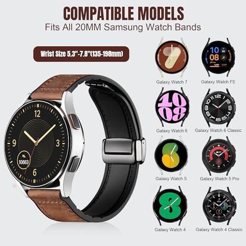 Magnetic Leather Bands Compatible with Samsung Galaxy Watch 7 - Product Imagery